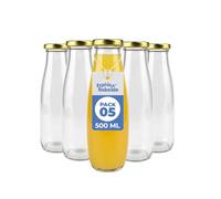 Espirito Rebelde 5 bottiglie di vetro vuote da 500 ml con coperchio, bottiglie di vetro per succo, latte, barbecue, salse, ideali per picnic, matrimoni e feste
