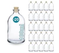 Espirito Rebelde Bottiglie in vetro da 100 ml con tappo in sughero (20 pezzi) - Ideale per decorazioni, conservare spezie e regali chic per matrimoni