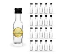 Espirito Rebelde - Confezione da 20 mini bottiglie di vetro da 20 ml con tappo a vite nero - Graziose bottigliette per alcol da 2 cl, piccoli flaconi - Ideale per regali, matrimoni