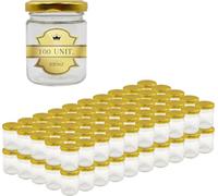 Espirito Rebelde Set di 100 barattoli in vetro vuoti con coperchio, 100 ml, per marmellate, conserve, miele, yogurt- regali di nozze