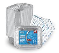 Espirito Rebelde Set di 100 vassoi in alluminio con coperchio alimentare usa e getta da 430 ml, confezione per alimenti perfetta per barbecue, trasporto di cibo, cucina o congelamento, HOFA0013-100F