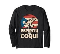 Espiritu del Coqui Boricua Pride Fun Bandiera Lo Spirito della Rana Maglia a Manica