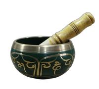 eSplanade - 5 pollici - Campana tibetana strumento di preghiera buddista tibetano con striker | OM Bell | Ciotola OM | Ciotola per meditazione | Musico-terapia (Verde)