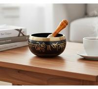 eSplanade - 5 pollici - Campana tibetana strumento di preghiera buddista tibetano con striker | OM Bell | Ciotola OM | Ciotola per meditazione | Musico-terapia (Nero)