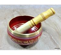 eSplanade - 5 pollici - Campana tibetana strumento di preghiera buddista tibetano con striker | OM Bell | Ciotola OM | Ciotola per meditazione | Musico-terapia (Rosso)