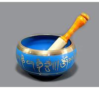 eSplanade - 5 pollici - Campana tibetana strumento di preghiera buddista tibetano con striker | OM Bell | Ciotola OM | Ciotola per meditazione | Musico-terapia (Blu)