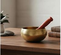 eSplanade - 5 pollici - Campana tibetana strumento di preghiera buddista tibetano con striker | OM Bell | Ciotola OM | Ciotola per meditazione | Musico-terapia (dorato)