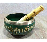 eSplanade - 6 pollici - Campana tibetana strumento di preghiera buddista tibetano con striker | OM Bell | Ciotola OM | Ciotola per meditazione | Musicoterapia (Verde)
