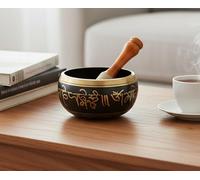 eSplanade - 6 pollici - Campana tibetana strumento di preghiera buddista tibetano con striker | OM Bell | Ciotola OM | Ciotola per meditazione | Musicoterapia (nera)