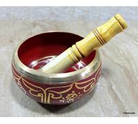 eSplanade - 6 pollici - Campana tibetana strumento di preghiera buddista tibetano con striker | OM Bell | Ciotola OM | Ciotola per meditazione | Musicoterapia (Rosso)
