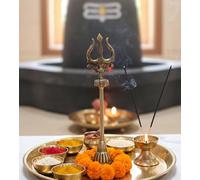 eSplanade Brass Shiva Parvati Shiv Parivar Ganesha Nandi Famiglia Murti Idol Statue (Shiva Trishul)