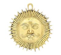 eSplanade - Brass Sun Wall Decor - Beautiful Sun (Surya) Face Murti Idol Statue Sculpture Wall Hanging of Brass (10") | Home Decor