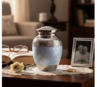 eSplanade Contenitore per vaso commemorativo con urna di cremazione in metallo, per sepoltura di ceneri funebri | urna in metallo incisa | blu - 15,2 cm