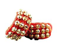 eSplanade Ghungroo, Ghungru (24 + 24) - 3 linee Ghungroo su cuscino rosso con campanella, Ghungru 3 linee rosse, pad rosso Ghungroo 3 linee, Kathak Indian Classic Dance