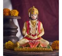 ESPLANADE Idolo Hanuman in resina in posa da meditazione - Bajrangbali Murti da 17,8 cm per tempio e decorazione domestica, statua Hanuman Ji multicolore per Mandir