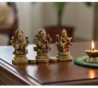 ESPLANADE - Idolo Laxmi Ganesh Saraswati - Altezza 5,1 cm | Ganesha Lakshmi Figura religiosa Dio indù Scultura Statua Murti | Diwali/Posto di lavoro/Ufficio