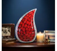 eSplanade lacrima goccia Cremation Urn Memorial Container Jar Pot | Urna cremazione | Urna di metallo | Urna di sepoltura (rosso fuoco)