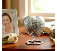 eSplanade Mini monumenti in metallo a forma di cuore | Piccola urna con motivo a onde e supporto per sepoltura | | | Multicolore - 2,75 pollici (argento)