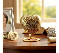 eSplanade Mini monumenti in metallo a forma di cuore | Piccola urna con motivo a onde e supporto per sepoltura | | | Multicolore - 2,75 pollici (oro)