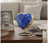 ESPLANADE Mini urna commemorativa a forma di cuore per la cremazione, piccola urna per ceneri, contenitore per funerale, vaso per sepoltura, colore: blu, dimensioni: 8,1 cm