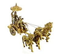 eSplanade Ottone Krishna Arjuna Rath Chariot Horses Showpiece | Home Decor | Krishna Arjun Updesh | Gita Saransh (4 Horse Rath)