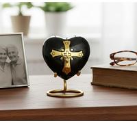 Esplanade Piccola urna commemorativa per ceneri, in ottone, a forma di cuore, 7,1 cm (grigio scuro, 7,1 cm, con incisione)