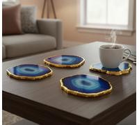 eSplanade Set di 4 sottobicchieri in agata naturale, per bar, birra, caffè, tè, accessori da tavola, colore: viola