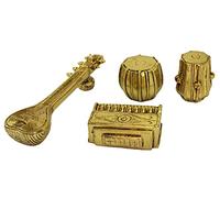 eSplanade - Set musicale in miniatura in ottone con tabla e armonia Veena Sitar | Home Decor Showpiece