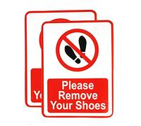 eSplanade Si prega di rimuovere le scarpe | Decalcomania per adesivi senza segno di scarpe - Inchiostro resistente alle intemperie facile da montare (dimensioni 7,5 "x 5,5")