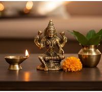 eSplanade Statua in ottone Laxmi Lakshmi dea Murti Idol statuetta statuetta - Pooja idoli - decorazione per la casa - dorato - 12,1 cm