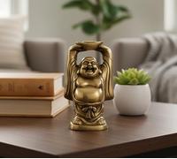 eSplanade Statua Kuber in ottone con Buddha che ride | Feng Shui Figurine Showpiece - 8,5 cm
