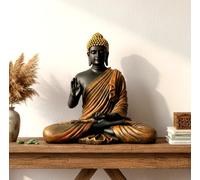 ESPLANADE Statuetta di Buddha in resina meditante | Decorazione per la casa | Statua idolo Murti | Statua buddista tibetana - Grande dimensione 37,4 cm di altezza
