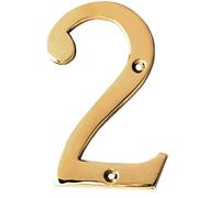 eSplanade Targhetta numerica appiccicosa per porta dell'hotel, in ottone da 10,2 cm, numero numerico 0-9 (2 (due)