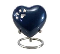 eSplanade Urna commemorativa per la cremazione degli animali domestici, urna in ottone, urna funeraria, ricordo commemorativo, urna per cani e gatti (blu con supporto)