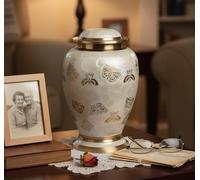 eSplanade Urna crematoria in ottone bianco Urne commemorative Contenitore Jar Pot | Urne in ottone | Urna in metallo | Urna funeraria