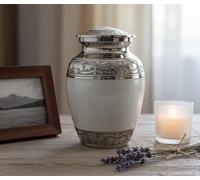 eSplanade Vaso per vasi commemorativi Contenitore per recipiente commemorativo di cremazione urna Bianca | Urne in Ottone | Urna di Metallo | Burial Urn | Urna commemorativa (Piccola Dimensione)