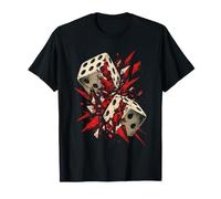 Esplodere Dadi Rosso Frammenti Astratto Fortunato Design Maglietta