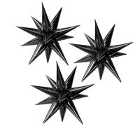 Esplodere Stella Foil Palloncini, 3 Pezzi Palloncini Foil Star, Palloncini Esplosivi 4D, Palloncini Giganti da Discoteca, per Decorazioni Anni '80 e '90, Feste, Matrimoni, Baby Shower (Nero)