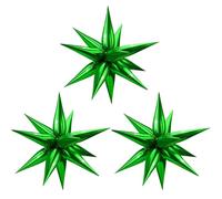 Esplodere Stella Foil Palloncini, 3 Pezzi Palloncini Foil Star, Palloncini Esplosivi 4D, Palloncini Giganti da Discoteca, per Decorazioni Anni '80 e '90, Feste, Matrimoni, Baby Shower (Verde)