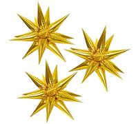 Esplodere Stella Foil Palloncini, 3 Pezzi Palloncini Foil Star, Palloncini Esplosivi 4D, Palloncini Giganti da Discoteca, per Decorazioni Anni '80 e '90, Feste, Matrimoni, Baby Shower (Oro)
