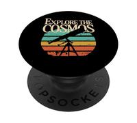 Esplora il telescopio Cosmos Astronomy Retro PopSockets PopGrip Adesivo