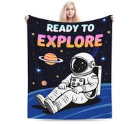 Esplora le coperte di flanella super morbide con motivo astronauta, ideali per viaggi, divani, letti, soggiorni, uffici, 152,4 x 127,2 cm