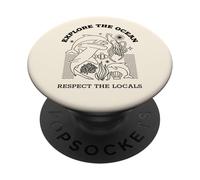Esplora l'oceano Rispetta la gente del posto (Sea Creatures Graphic) PopSockets PopGrip Adesivo