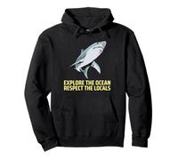 Esplora l'oceano Rispetta la Gente del Posto (Shark Graphic) Felpa con Cappuccio
