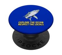 Esplora l'oceano Rispetta la gente del posto (Shark Graphic) PopSockets PopGrip Adesivo
