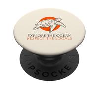 Esplora l'oceano Rispetta la gente del posto (Turtle Graphic) PopSockets PopGrip Adesivo