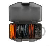 Esplora nuove acque con questo kit completo di elementi essenziali per la pesca, tra cui esche in silicone e ganci curvi