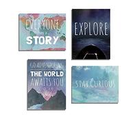Esplore Collection di quattro stampe artistiche da parete, tipografia, decorazione per cameretta dei bambini, decorazione da parete per bambini, genere neutro, motivazionale, motivazionale.