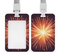 Esplosione Firework 3D ID Badge Holder Name Tag Holder con cordino staccabile, design impermeabile porta carte d'identità per ufficio, posto di lavoro