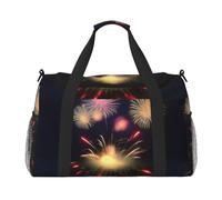 Esplosione Fuochi d'artificio Stampa 3D Grande Tela Viaggio Duffel Bag Weekender Borse per le Donne Pernottamento Bag Carry On Tote Bag, nero, Taglia unica